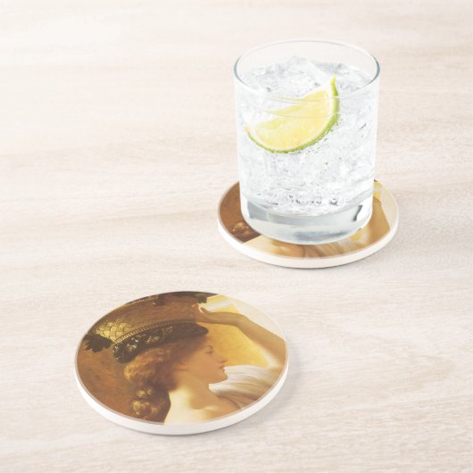 Eucharis - Mädchen mit einem Obstkorb von Leighton Sandstein Untersetzer (Seite)