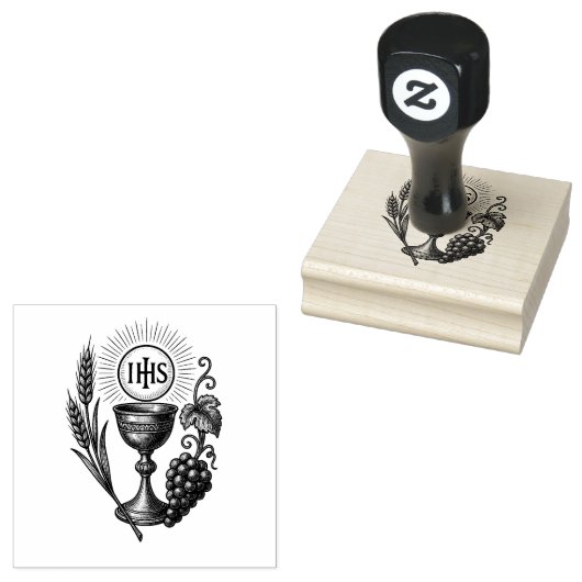 Eucharist Chalice Wheat and Grapes katholisch Gummistempel (Stempel)