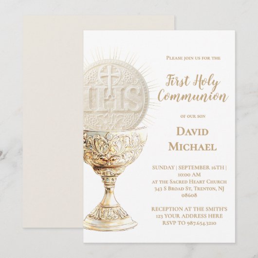 Eucharist design First Holy Communion Einladung (Vorne/Hinten)