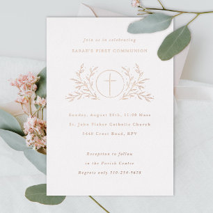 Eucharist First Communion White Folieneinladung