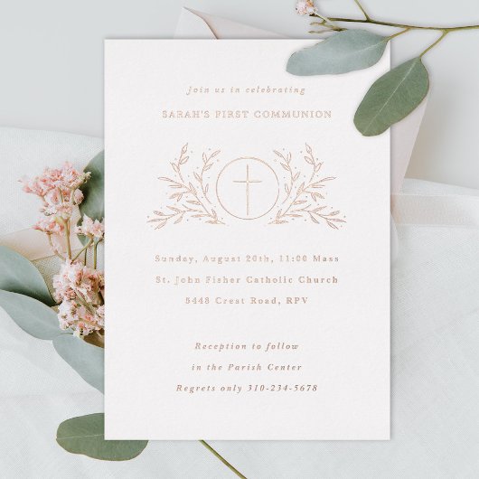 Eucharist First Communion White Folieneinladung