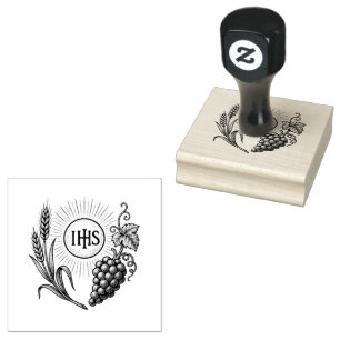 Eucharist mit Weizen und Trauben katholisch Gummistempel