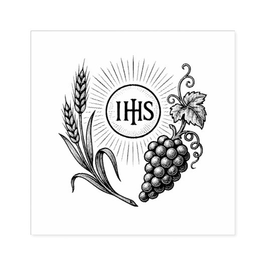 Eucharist mit Weizen und Trauben katholisch Gummistempel (Prägung)