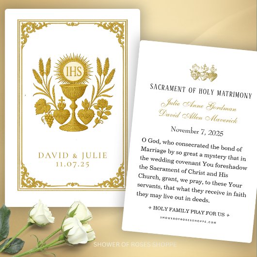 Eucharist & Three Hearts Katholic Wedding Keepake