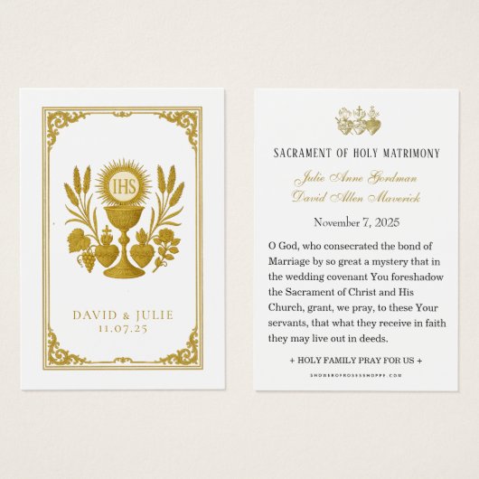 Eucharist & Three Hearts Katholic Wedding Keepake (Vorne & Hinten)