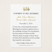 Eucharist & Three Hearts Katholic Wedding Keepake (Rückseite)