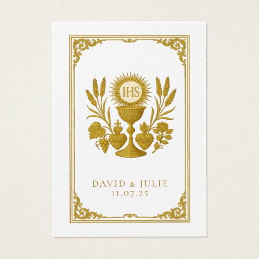 Eucharist & Three Hearts Katholic Wedding Keepake (Vorderseite)