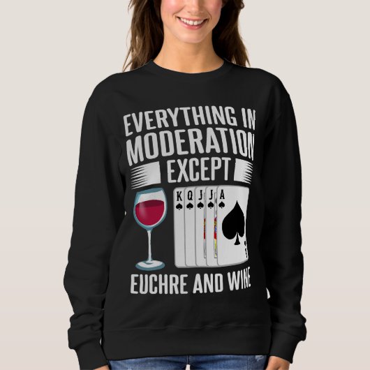Euchre Card Game Player Wine Sweatshirt (Vorderseite)