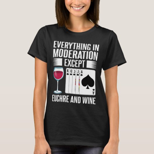 Euchre Card Game Player Wine T-Shirt (Vorderseite)