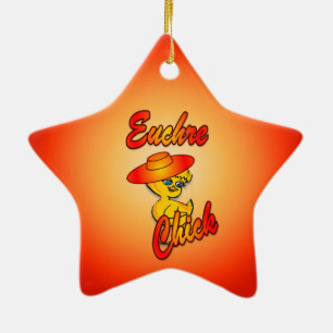 Euchre Chick #5 Keramikornament