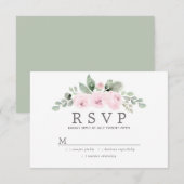 Euclyptus Pink Floral Wedding RSVP Karte (Vorne/Hinten)
