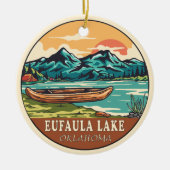 Eufaula Lake Oklahoma Boating Fishing Emblem Keramik Ornament (Vorne)