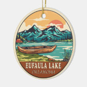 Eufaula Lake Oklahoma Boating Fishing Emblem Keramik Ornament (Links)