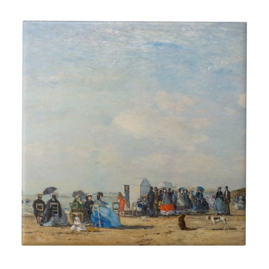 Eugene Boudin - Ansammlung am Strand Fliese (Vorderseite)