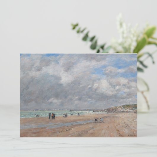 Eugene Boudin - Der Strand von Deauville Dankeskarte (Stehend Vorderseite)