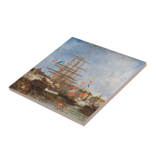Eugene Boudin - Festival im Hafen von Honfleur Fliese (Seite)