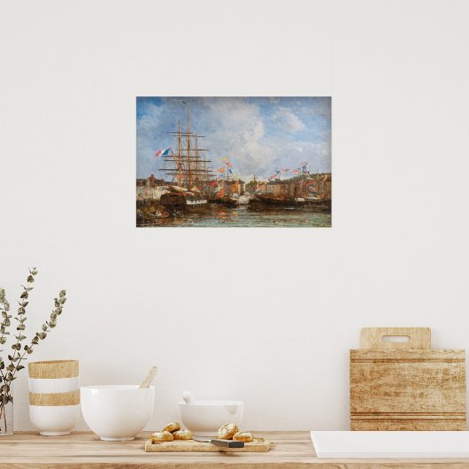 Eugene Boudin - Festival im Hafen von Honfleur Poster (Küche)