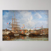 Eugene Boudin - Festival im Hafen von Honfleur Poster (Vorne)