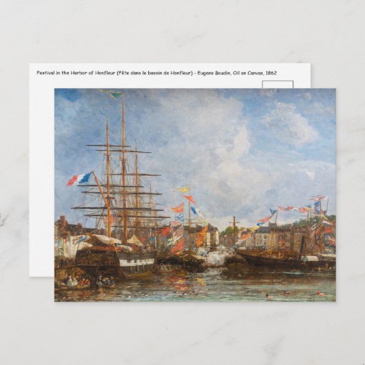 Eugene Boudin - Festival im Hafen von Honfleur Postkarte (Vorne/Hinten)