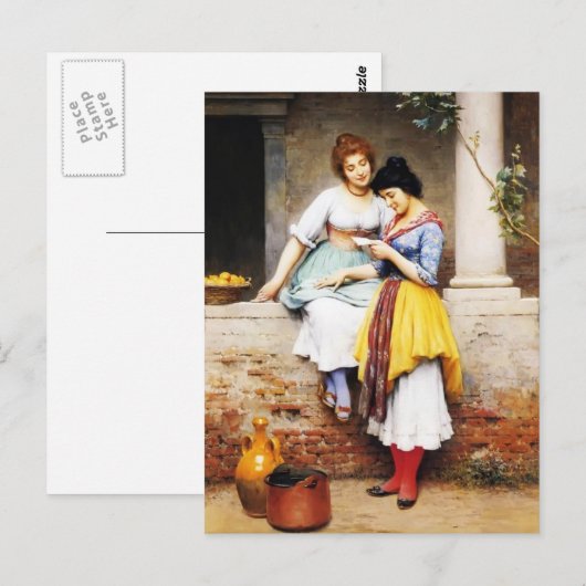 Eugene de Blaas - Der Liebe-Brief Postkarte (Vorne/Hinten)