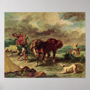 Eugene Delacroix - Der Marokkaner und sein Pferd Poster