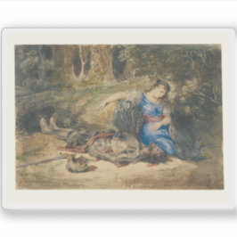 Eugène Delacroix - Der Tod von Lara Aufkleber