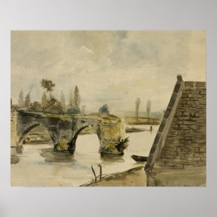 Eugene Delacroix - Die alte Brücke von Nantes Poster