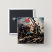 Eugene Delacroix - die Freiheit, die das Volk führ Button (Vorne & Hinten)