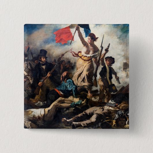 Eugene Delacroix - die Freiheit, die das Volk führ Button (Vorderseite)