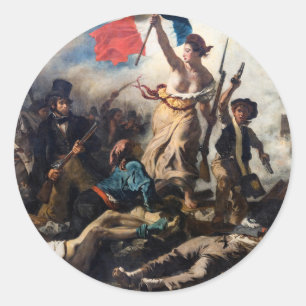 Eugene Delacroix - Die Freiheit führt das Volk Runder Aufkleber