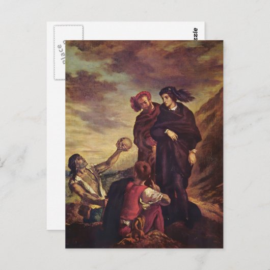 Eugene Delacroix- Hamlet & Horatio im Friedhof Postkarte (Vorne/Hinten)