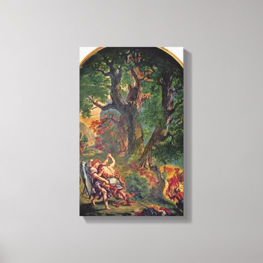 Eugene Delacroix - Jakob-Wrestling mit Engel Leinwanddruck (Vorderseite)