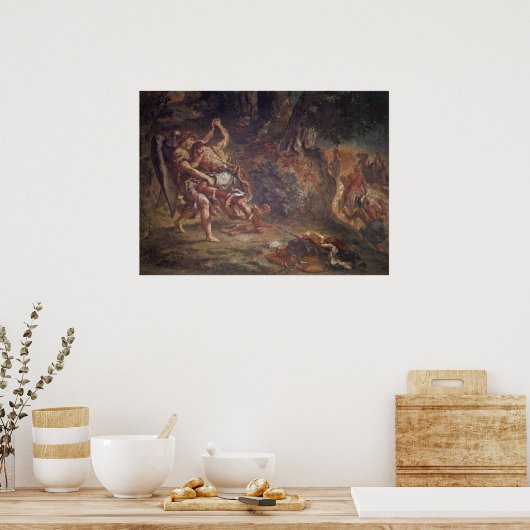 Eugene Delacroix - Jakob-Wrestling mit Engel Poster (Küche)