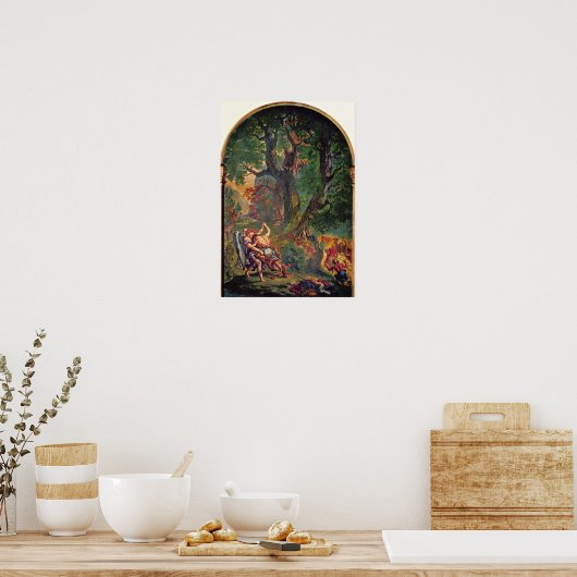 Eugene Delacroix - Jakob-Wrestling mit Engel Poster (Küche)