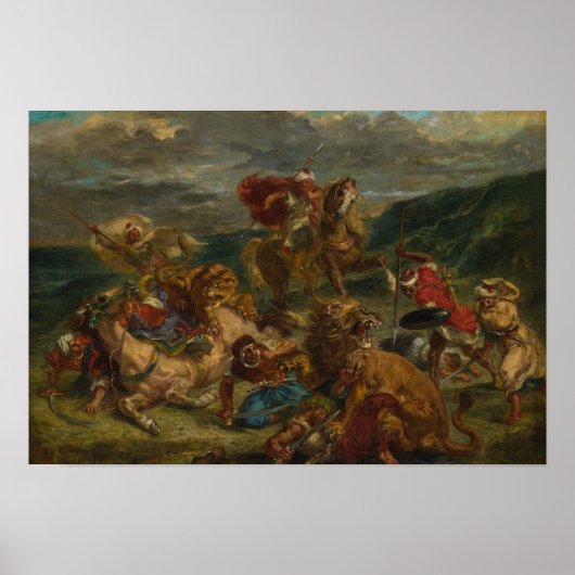 Eugene Delacroix - Lion Hunt Poster (Vorne)