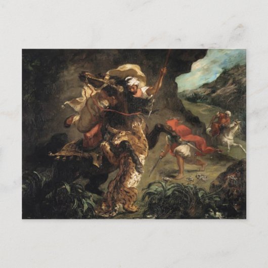 Eugene Delacroix - Tiger Hunt Postkarte (Vorderseite)