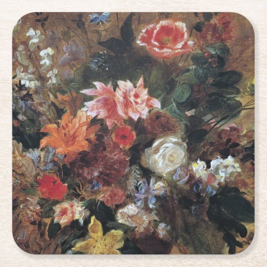 Eugene Delacroix Vintag Bouquet von Blume Rechteckiger Pappuntersetzer (Vorderseite)
