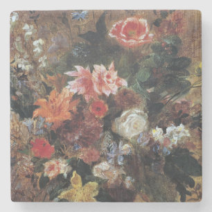 Eugene Delacroix Vintage Blumenbouquet Steinuntersetzer