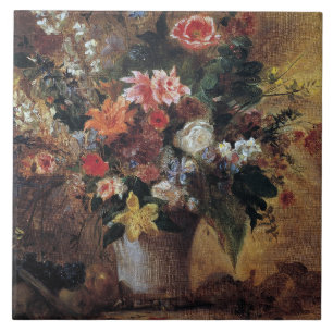 Eugene Delacroix Vintage Blumenstrauß Fliese