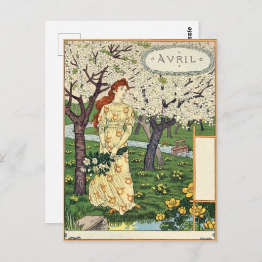 Eugène Grasset avril Postkarte (Vorne/Hinten)