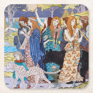 Eugene Grasset - Harmonie Dekoratives Panel Rechteckiger Pappuntersetzer