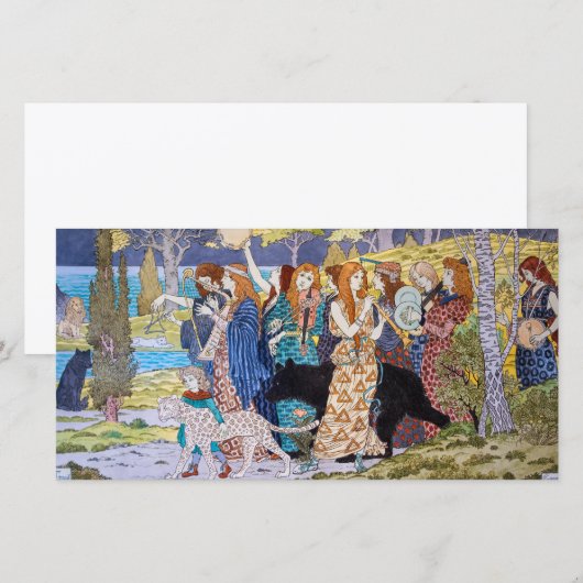 Eugene Grasset - Harmonisches Dekorationspanel Dankeskarte (Vorne/Hinten)