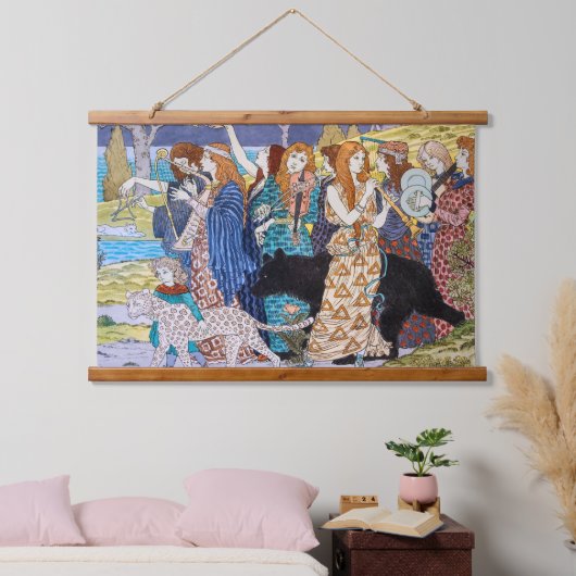 Eugene Grasset - Harmonisches Dekorationspanel Wandteppich Mit Holzrahmen (Schlafzimmer)