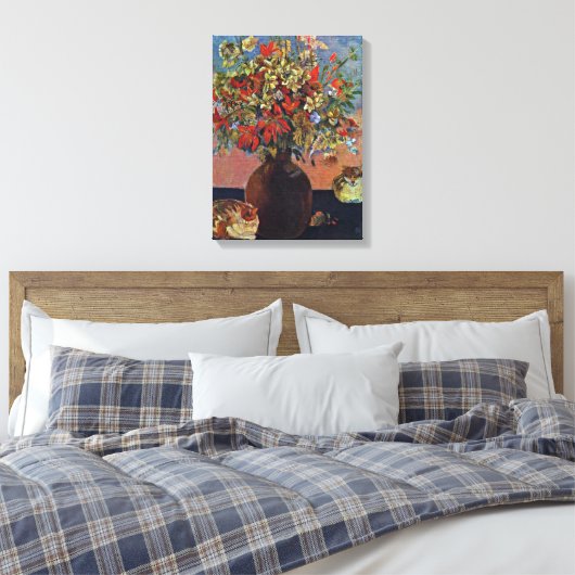 Eugene Henri Paul Gauguin - Blume und Katzen Leinwanddruck (Insitu (Schlafzimmer))
