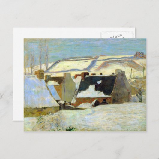 Eugène Henri Paul Gauguin - Breton Village in Snow Postkarte (Vorne/Hinten)