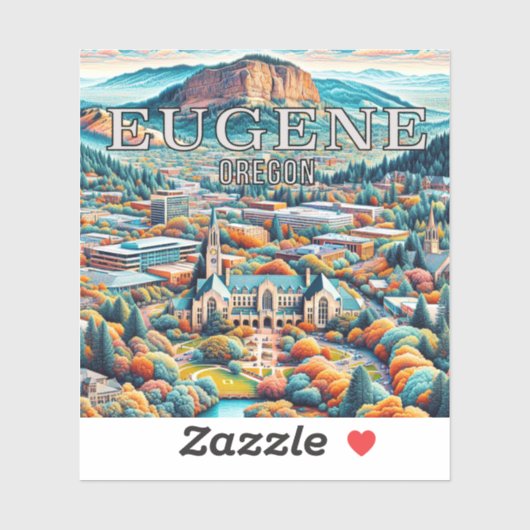 Eugene Oregon 3 Inch Vinyl Sticker (Blatt)