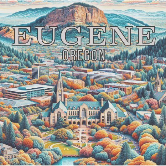Eugene Oregon 3 Inch Vinyl Sticker (Vorderseite)