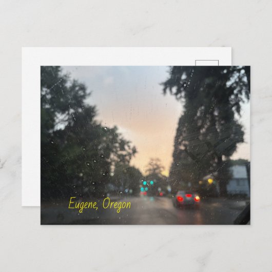 Eugene Oregon Postcard Note Card Rainy Day Postkarte (Vorne/Hinten)