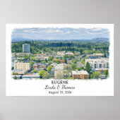 Eugene Oregon Poster, Aquarell, Maßgeschneidert Poster (Vorne)