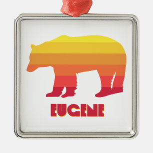 Eugene Oregon Rainbow Bear Ornament Aus Metall